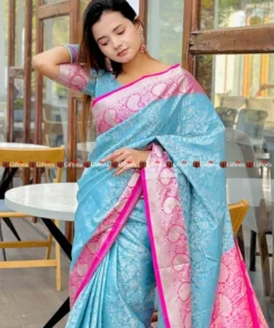 Alternative view of ঐতিহ্যবাহী কাঞ্জিপুরাম সিল্ক শাড়ি (ব্লাউজ পিস সহ)