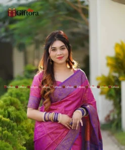 Alternative view of ঐতিহ্যবাহী কাঞ্জিপুরাম সিল্ক শাড়ি (ব্লাউজ পিস সহ)