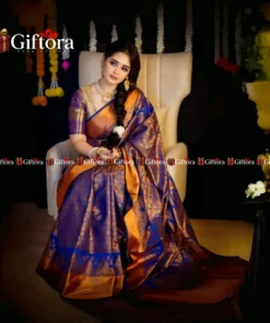 Alternative view of কাঞ্চিপূরাম কাতান শাড়ি (ব্লাউজ পিস সহ)