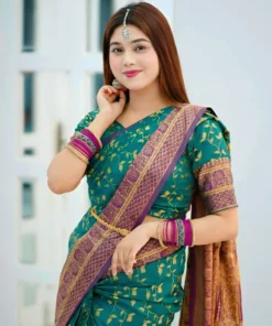 কাশ্মীরি লত কাতান শাড়ি (ব্লাউজ পিস সহ)