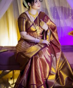 Alternative view of কাঞ্চিপূরাম কাতান শাড়ি (ব্লাউজ পিস সহ)