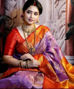 ঐতিহ্যবাহী কাঞ্জিপুরাম সিল্ক শাড়ি (ব্লাউজ পিস সহ)