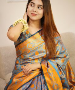 ঐতিহ্যবাহী কাঞ্জিপুরাম সিল্ক শাড়ি (ব্লাউজ পিস সহ)